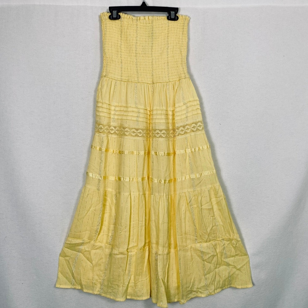 Anthropologie Spee Medium Midi Dress Butter Yellow Cottagecore Coquette Feminine - Picture 2 of 6